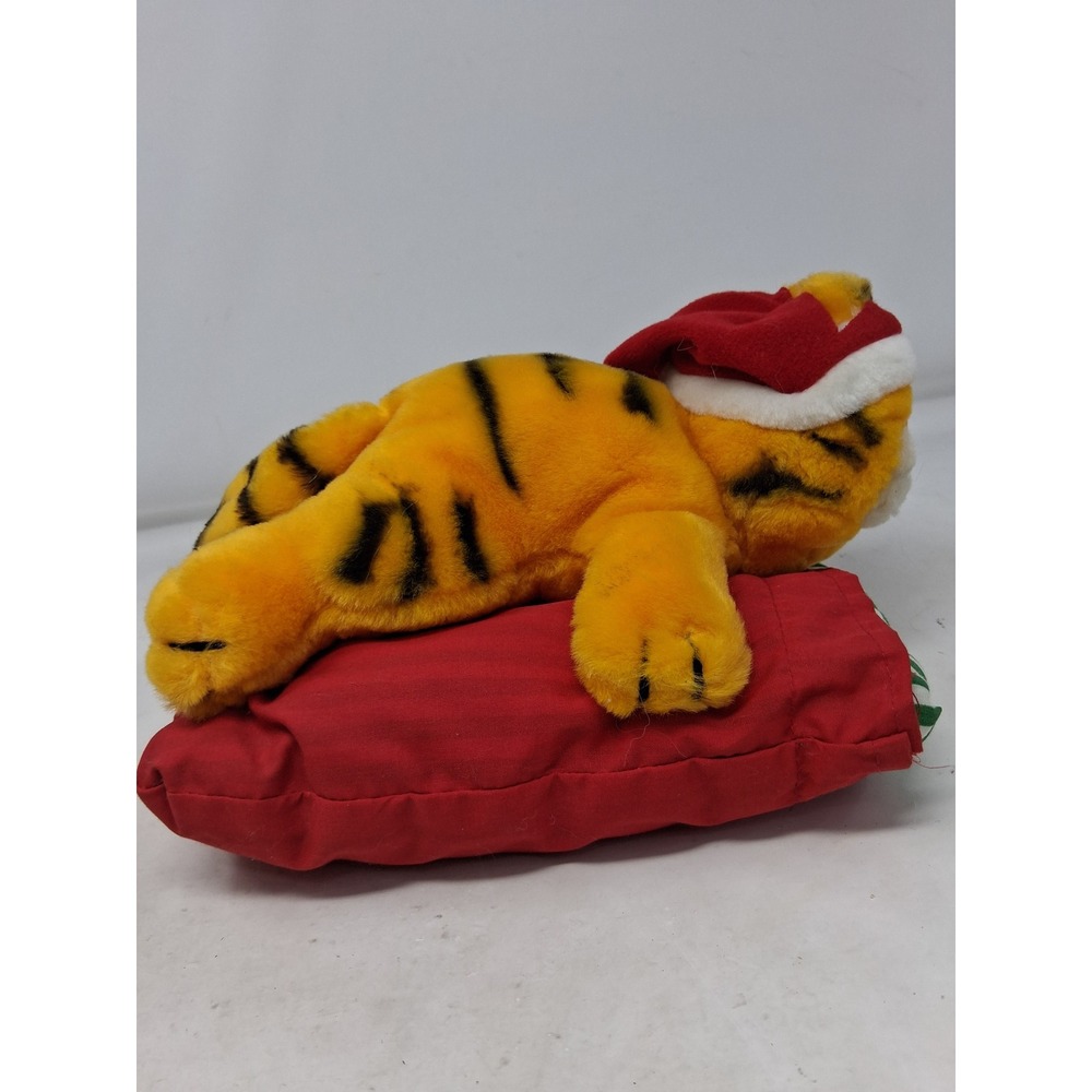 Vintage Garfield Christmas Plush Santa Hat Striped Pillow Dakin 1978 1981 Tag. P - Picture 9 of 11